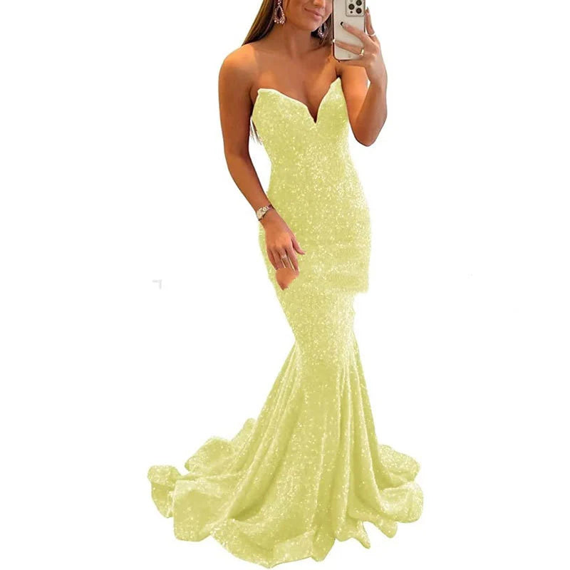 Sequin Maxi Dress for Women – Elegant Formal Evening Gown