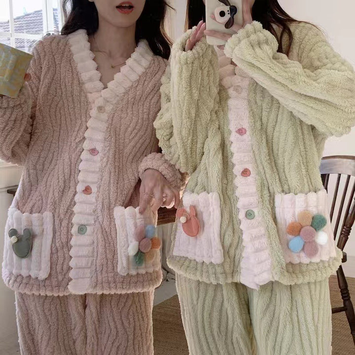 Women’s Plush Fleece Pajama Set – Soft Fleece Two-Piece Loungewear