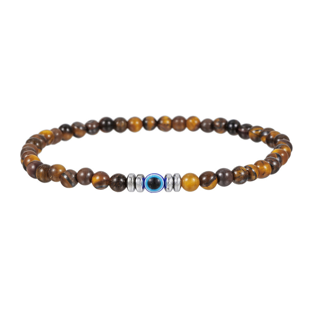 Natural Bead Bracelet Set – Protective Devil Eye Accent