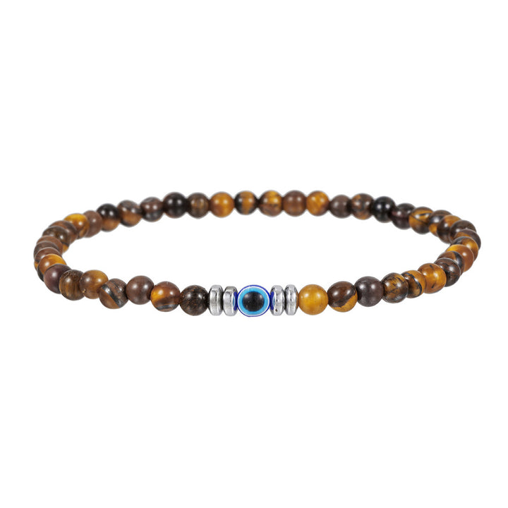 Natural Bead Bracelet Set – Protective Devil Eye Accent