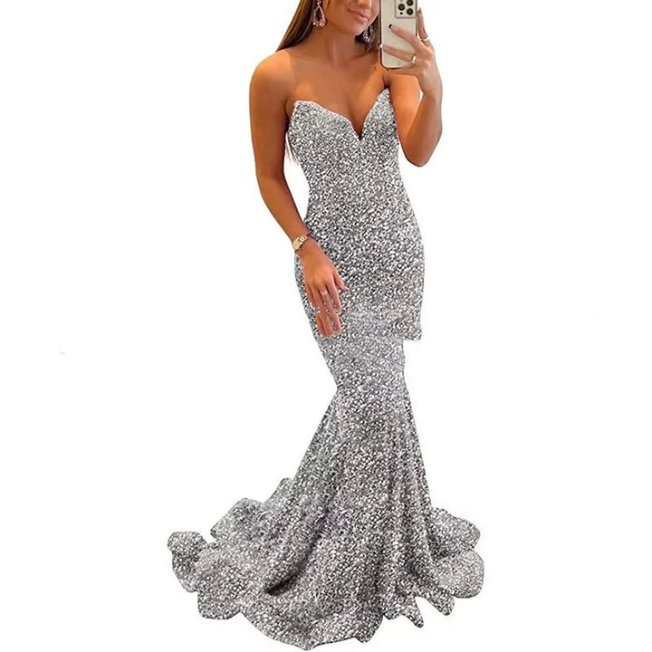 Sequin Maxi Dress for Women – Elegant Formal Evening Gown