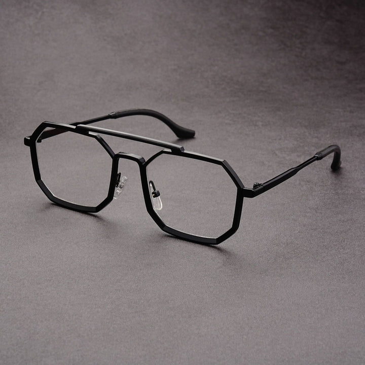 Unisex Futuristic Sunglasses – Double Bridge Angular Frame Acetate