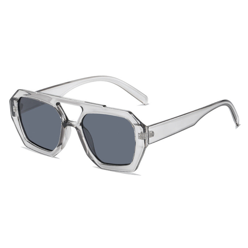 Unisex Retro Square Sunglasses – Bold Double Beam UV Protection