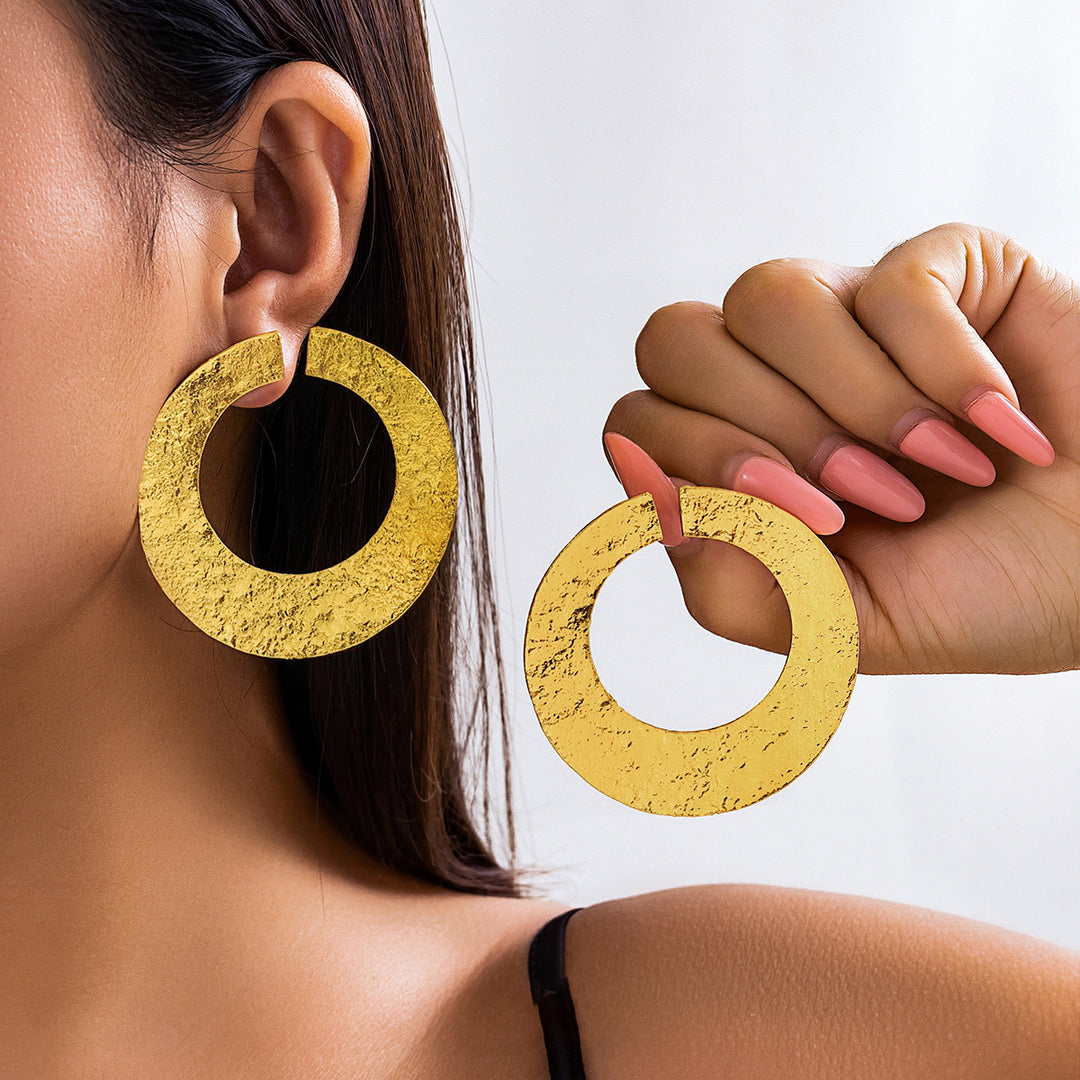 Statement Earrings – Large Irregular Metal French Sculptural Dangles