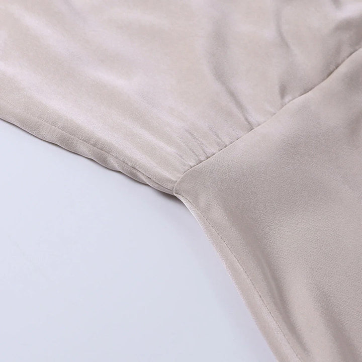 Women's V-Neck Slip Dress Silky Fabric Slim Fit – Side Slit Spaghetti Strap