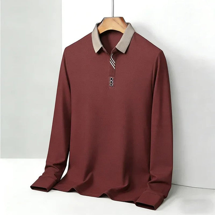 Men's Cotton Blend Polo Shirt – Long Sleeve Regular Fit Classic Collar