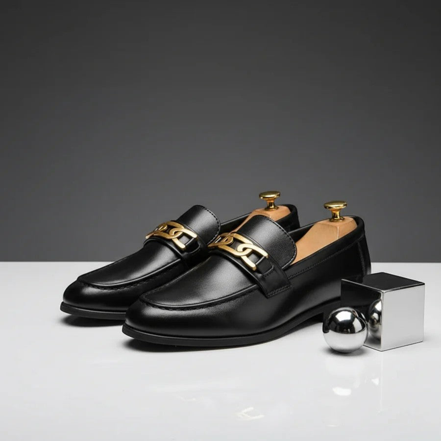 Men's Smooth Leather Pointed Toe Loafers – Slip-On Low Profile Dress