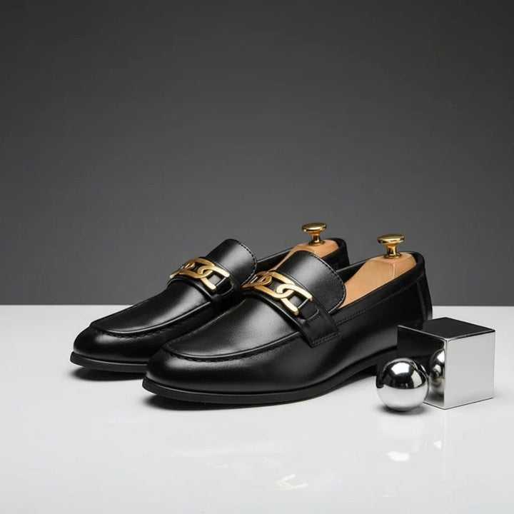Men's Smooth Leather Pointed Toe Loafers – Slip-On Low Profile Dress