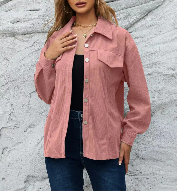 Women's Corduroy Overshirt – Button Front Relaxed Fit Long Sleeve