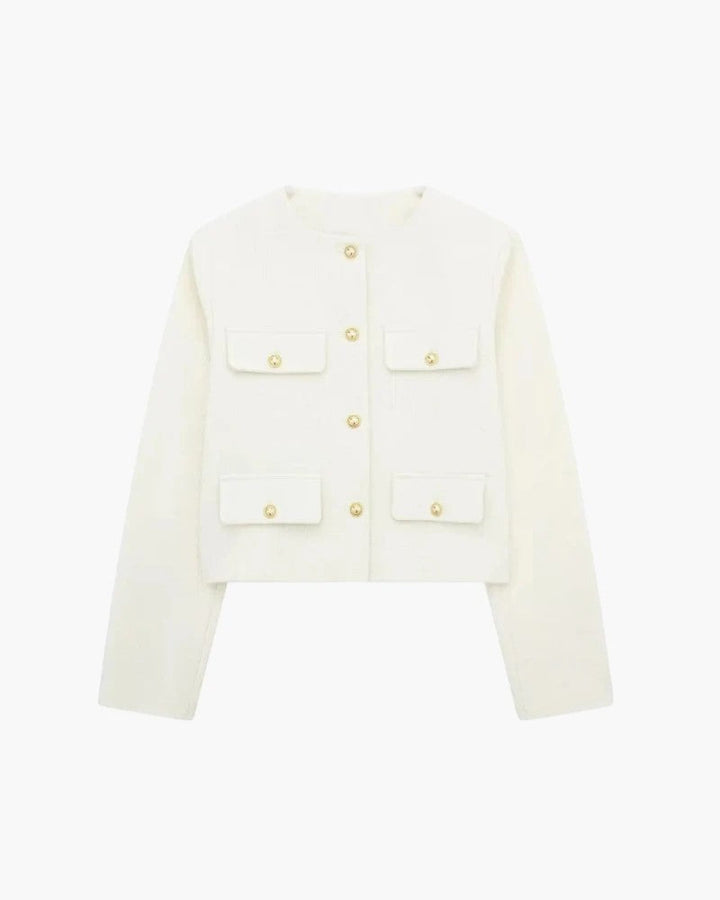 Women's Soft Woven Cropped Blazer – Slightly Oversized Button Closure