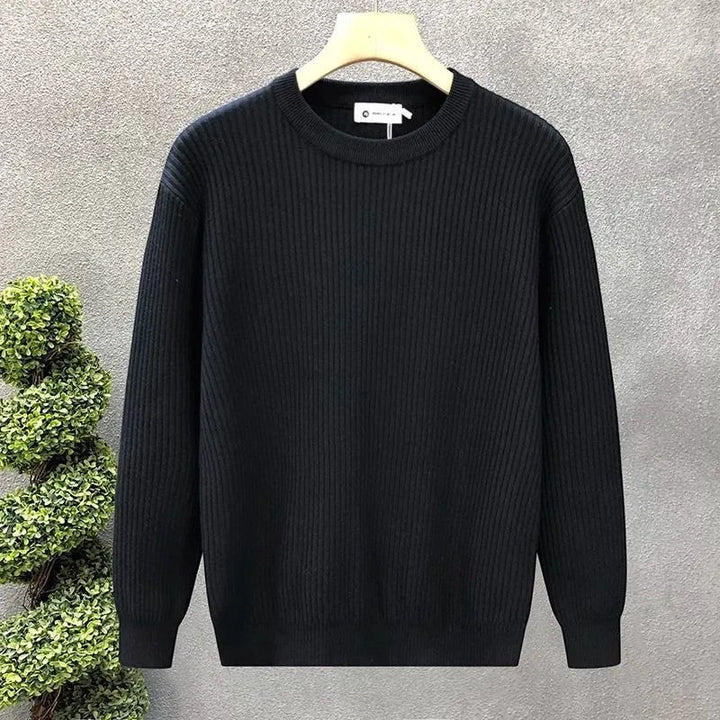 Men's Thick Knit Crew Neck Sweater Relaxed Fit – Ribbed Cuffs and Hem
