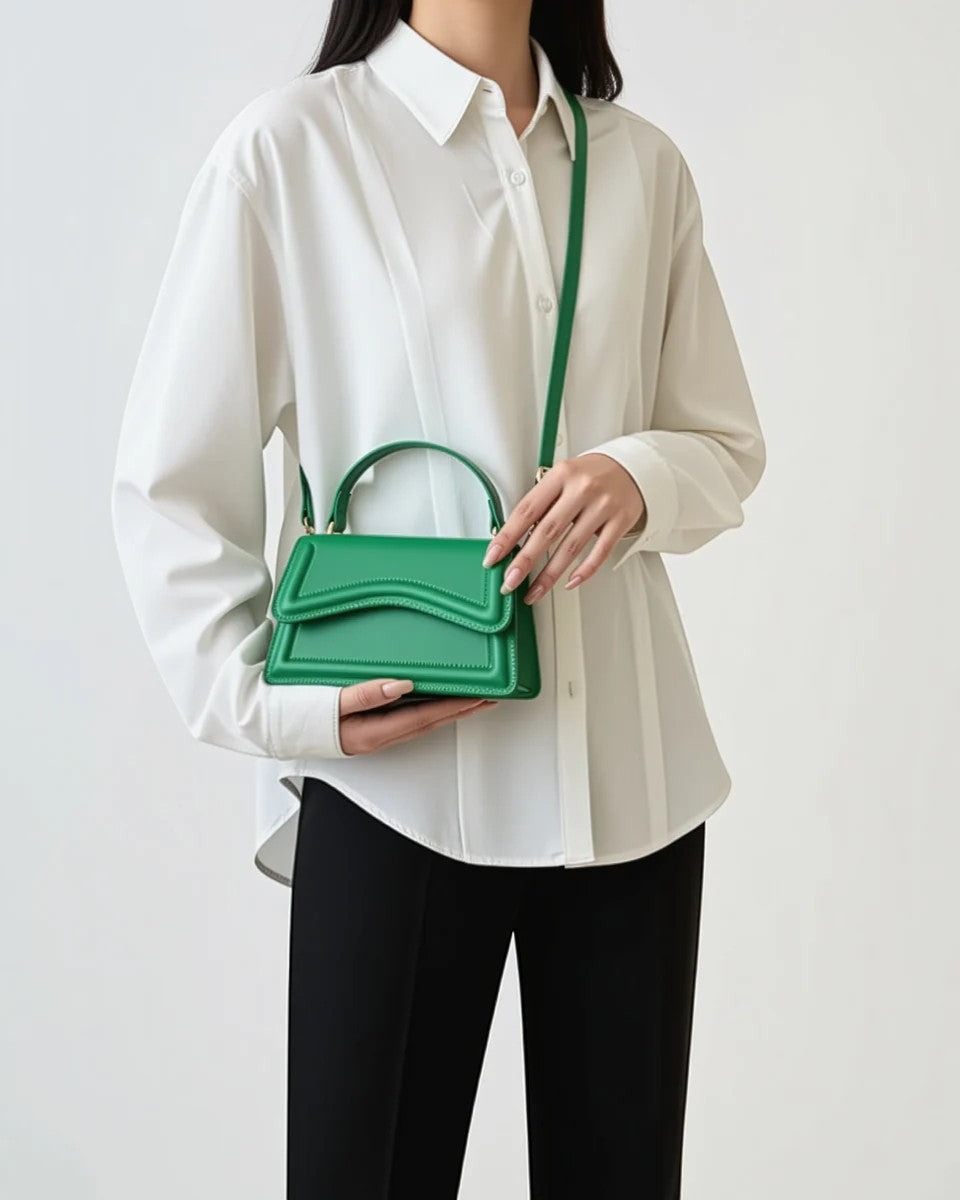 Women's Smooth Leather Mini Crossbody Bag – Compact Adjustable Strap