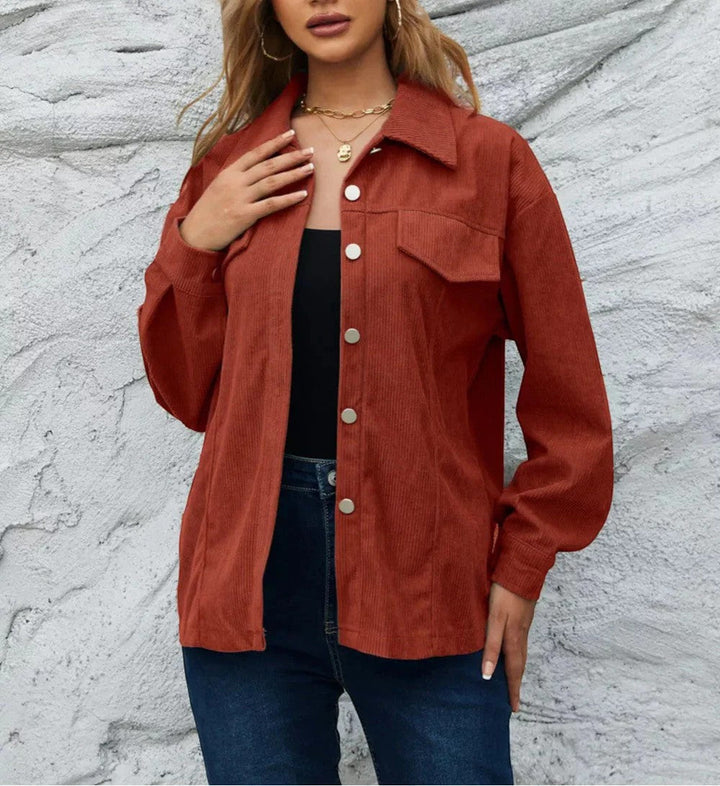 Women's Corduroy Overshirt – Button Front Relaxed Fit Long Sleeve