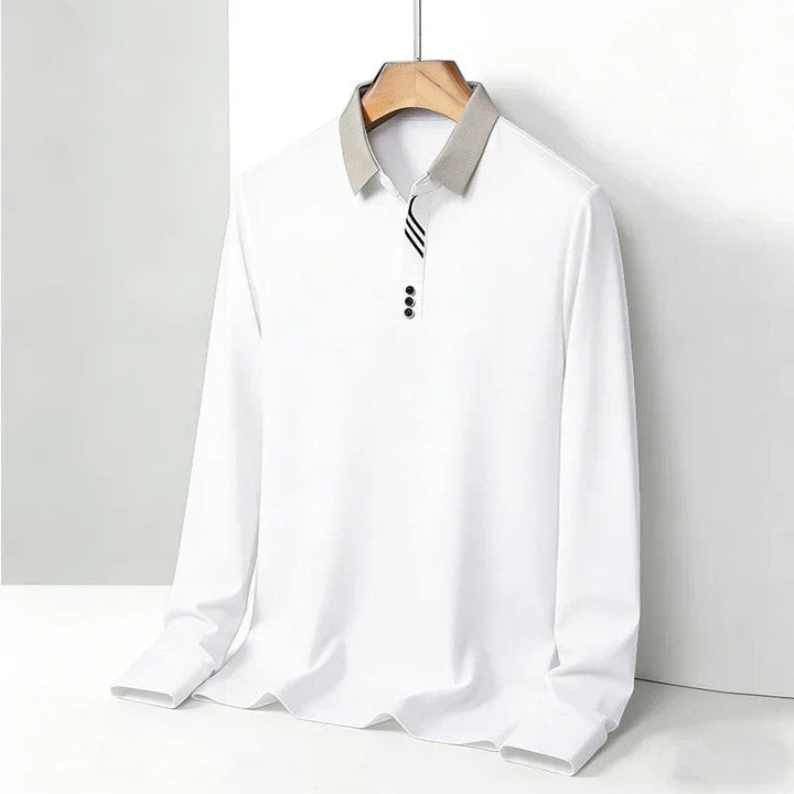 Men's Cotton Blend Polo Shirt – Long Sleeve Regular Fit Classic Collar