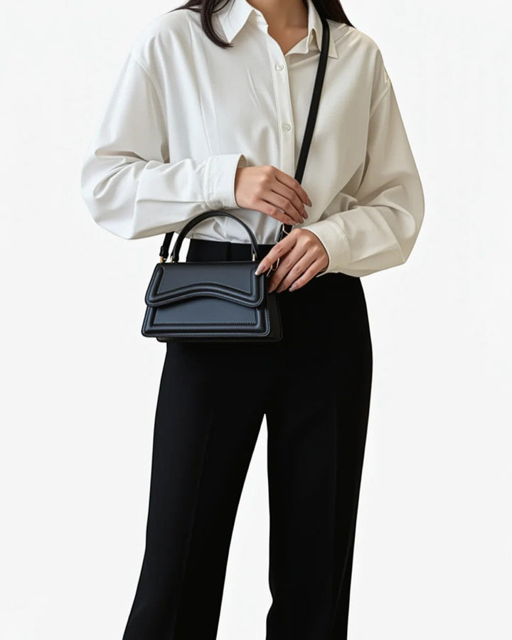 Women's Smooth Leather Mini Crossbody Bag – Compact Adjustable Strap