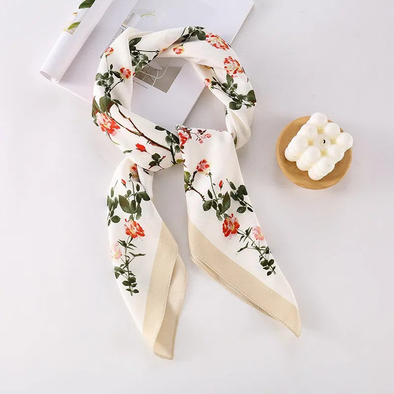 Women's Silky Satin Square Scarf – Elegant Hair Neck Bag Accessory