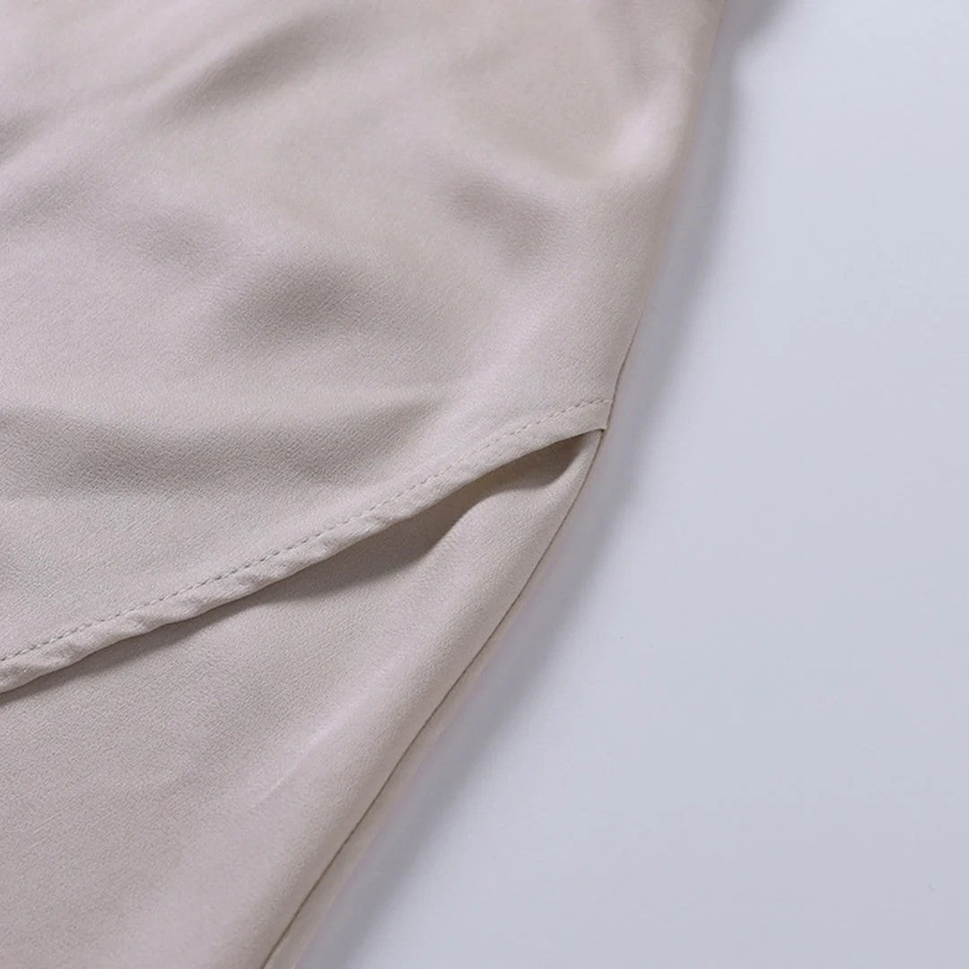 Women's V-Neck Slip Dress Silky Fabric Slim Fit – Side Slit Spaghetti Strap