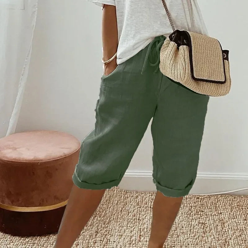 Women's Linen Shorts Casual Summer – Relaxed Fit with Pockets