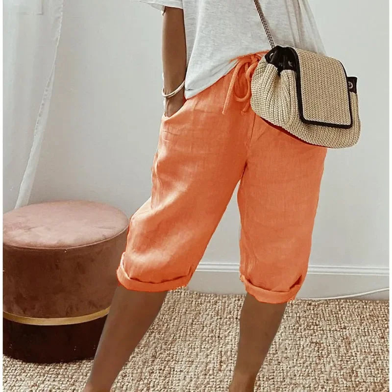 Women's Linen Shorts Casual Summer – Relaxed Fit with Pockets