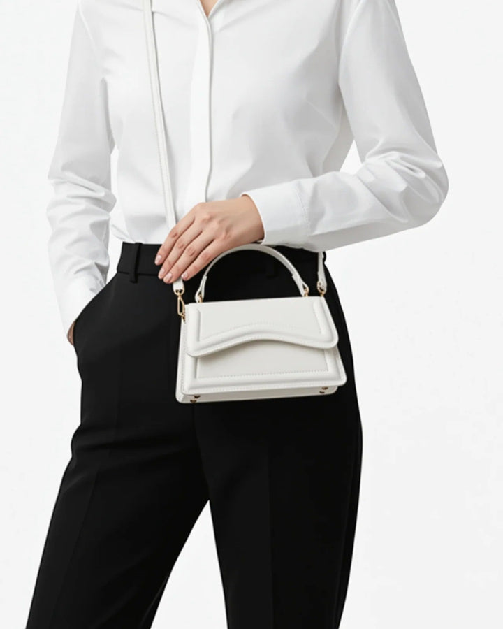 Women's Smooth Leather Mini Crossbody Bag – Compact Adjustable Strap
