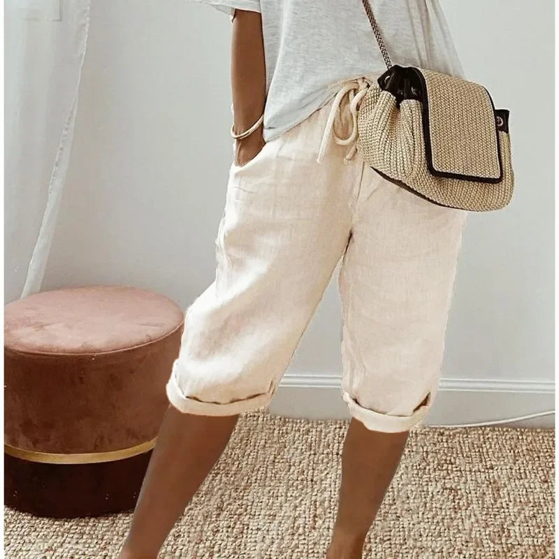 Women's Linen Shorts Casual Summer – Relaxed Fit with Pockets