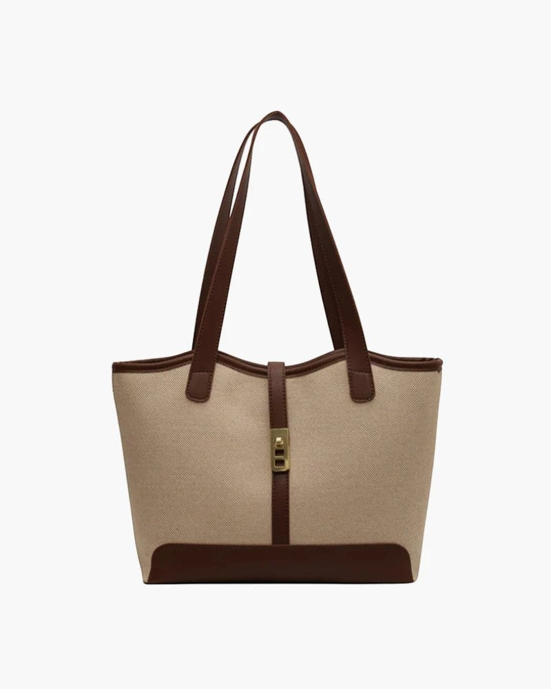 Women's Structured Canvas Tote Bag Large Capacity – Zip Double Handles