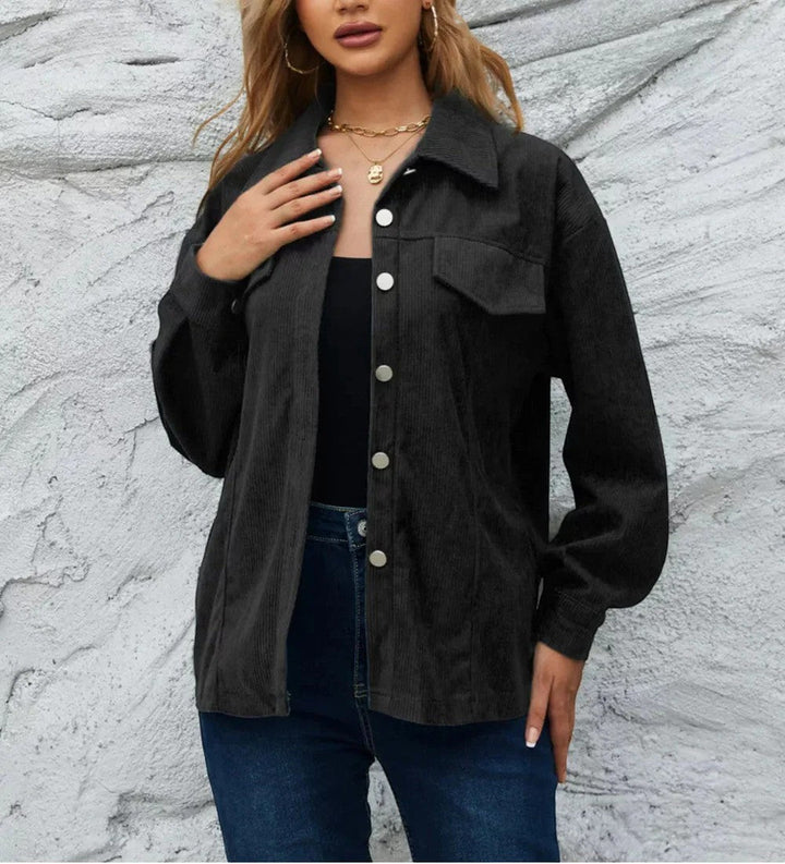 Women's Corduroy Overshirt – Button Front Relaxed Fit Long Sleeve