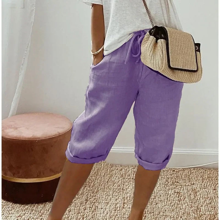 Women's Linen Shorts Casual Summer – Relaxed Fit with Pockets