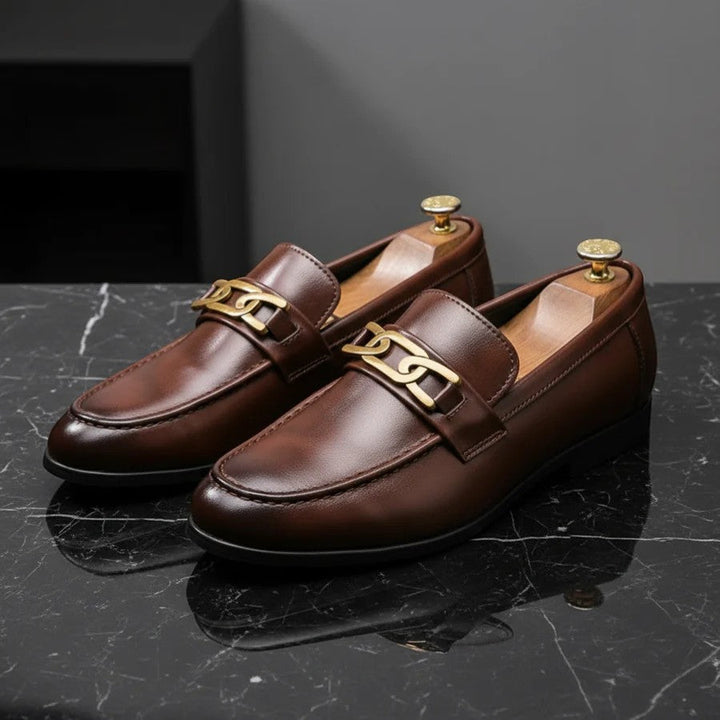 Men's Smooth Leather Pointed Toe Loafers – Slip-On Low Profile Dress
