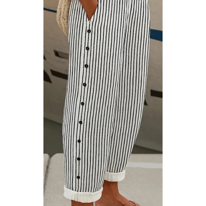 Wide Leg Striped Trousers – Women&