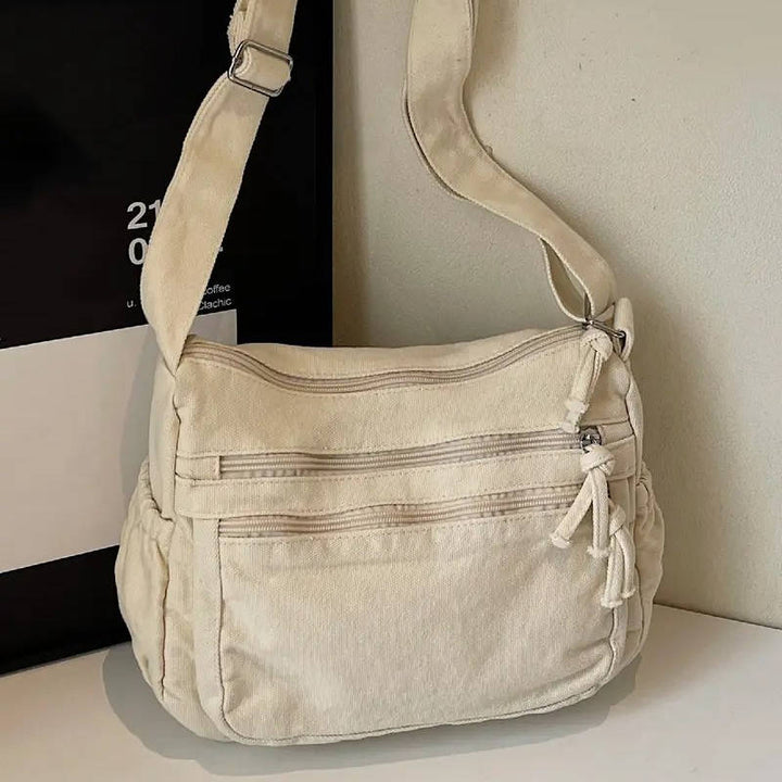 Women's Canvas Crossbody Bag – Multi-Pocket Retro Style