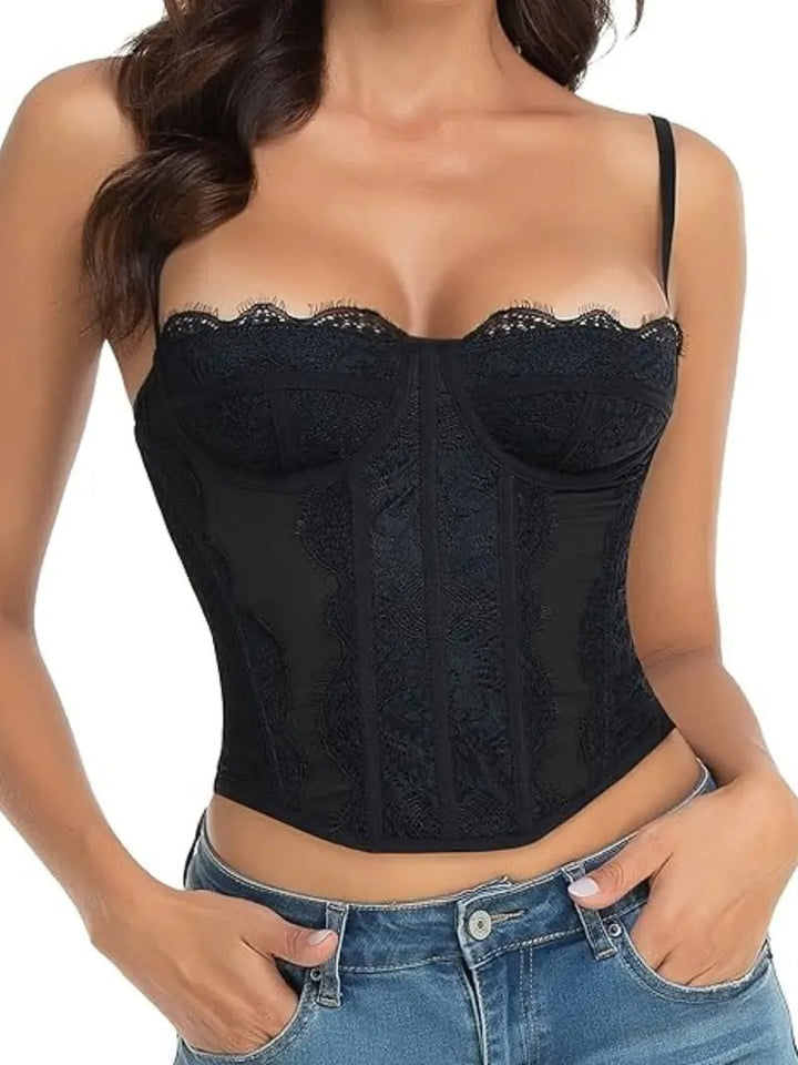 Lace Bustier Top – Structured Backless Design for Women