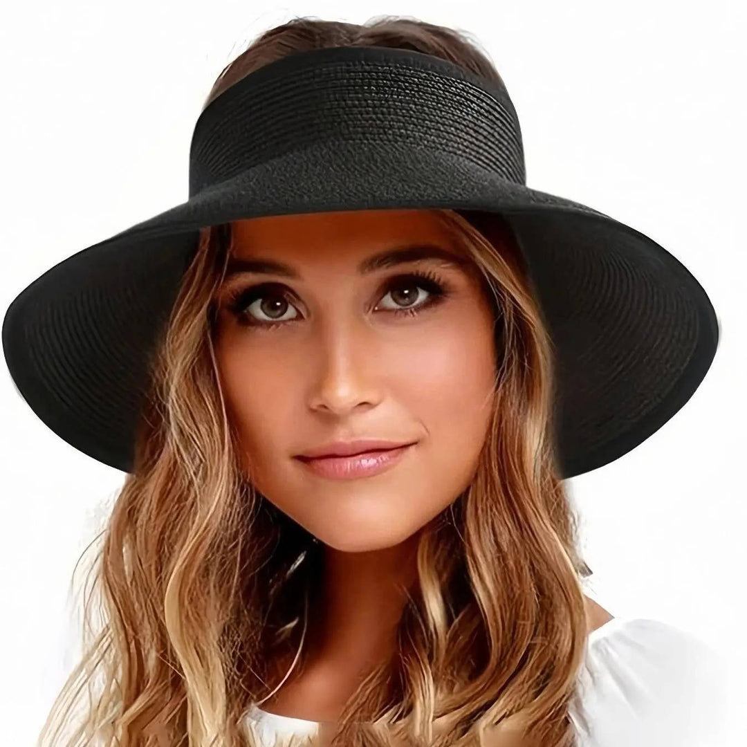 Straw Wide Brim Visor Hat for Women – Open Crown Sun Hat
