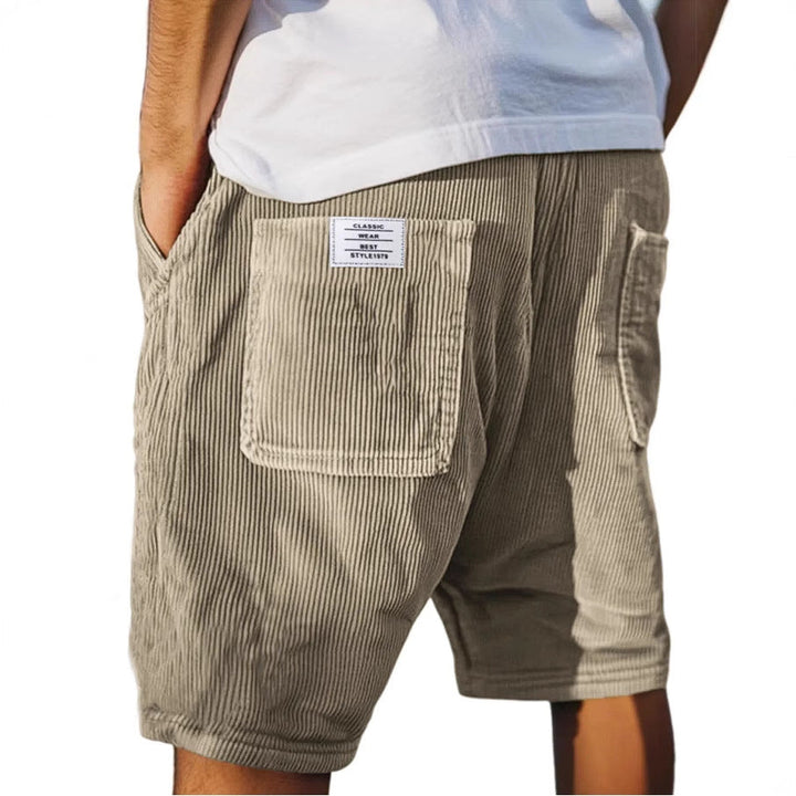 Men's Corduroy Shorts – Ribbed, Elastic Waist & Utility Pockets