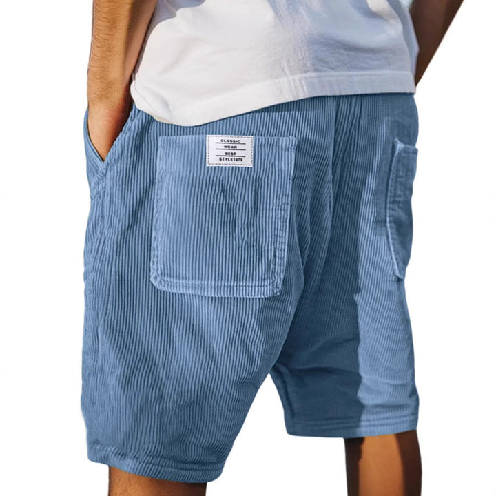 Men's Corduroy Shorts – Ribbed, Elastic Waist & Utility Pockets