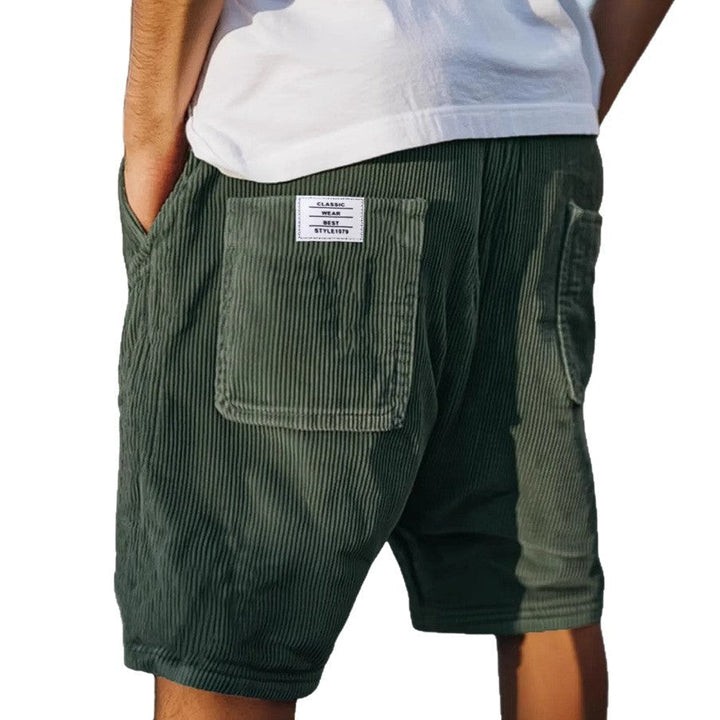 Men's Corduroy Shorts – Ribbed, Elastic Waist & Utility Pockets