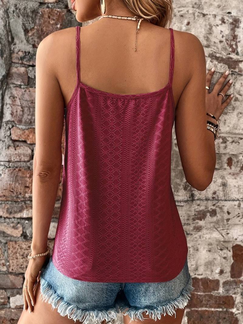 Women's Lace Trim Tank Top – Embroidered V-Neck Sleeveless Top