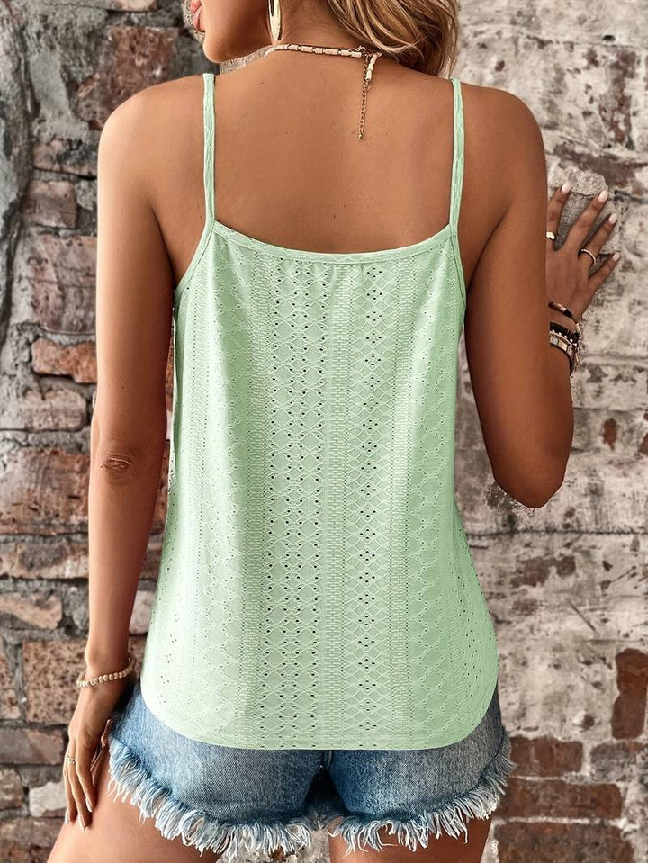 Women's Lace Trim Tank Top – Embroidered V-Neck Sleeveless Top