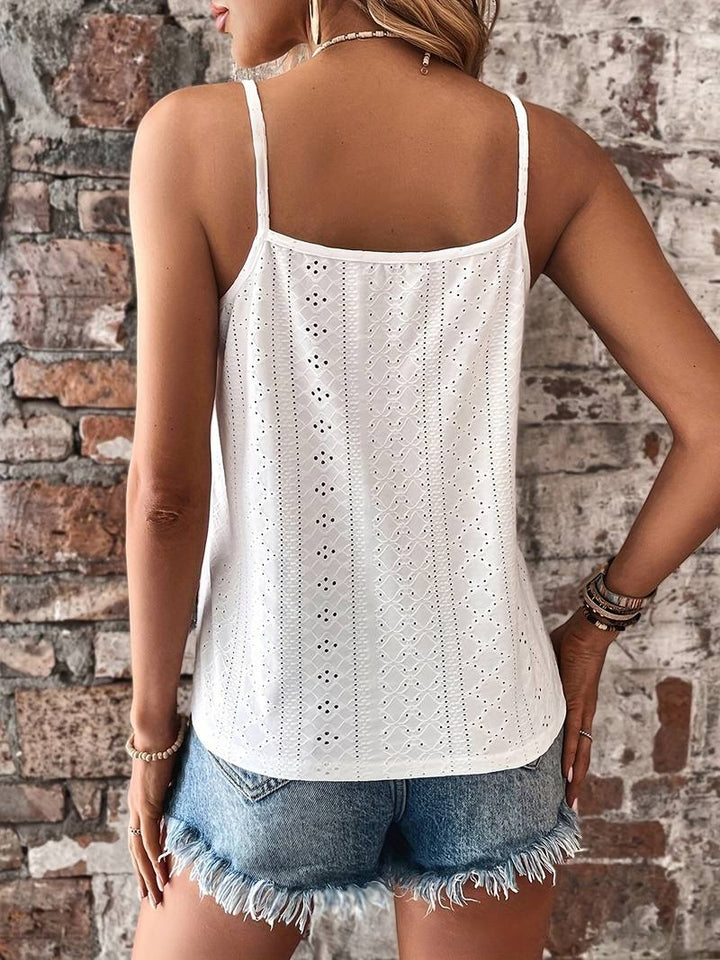 Women's Lace Trim Tank Top – Embroidered V-Neck Sleeveless Top