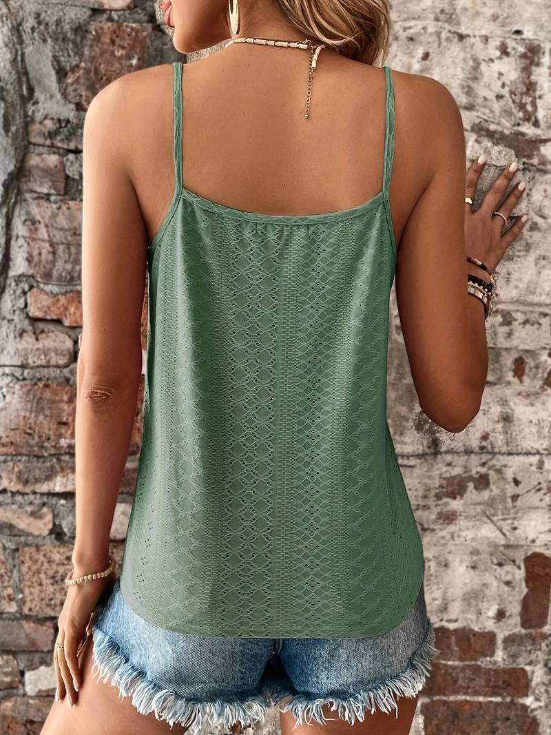 Women's Lace Trim Tank Top – Embroidered V-Neck Sleeveless Top