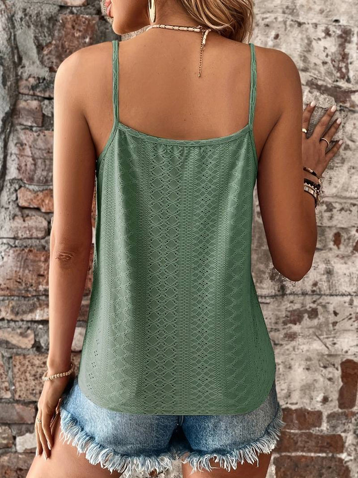 Women's Lace Trim Tank Top – Embroidered V-Neck Sleeveless Top