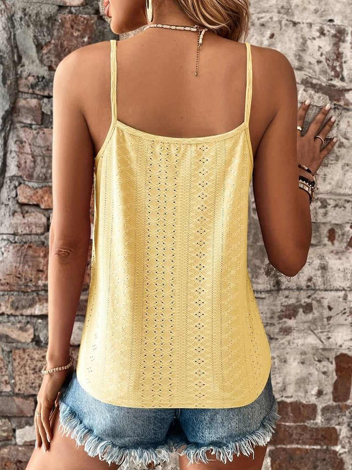 Women's Lace Trim Tank Top – Embroidered V-Neck Sleeveless Top