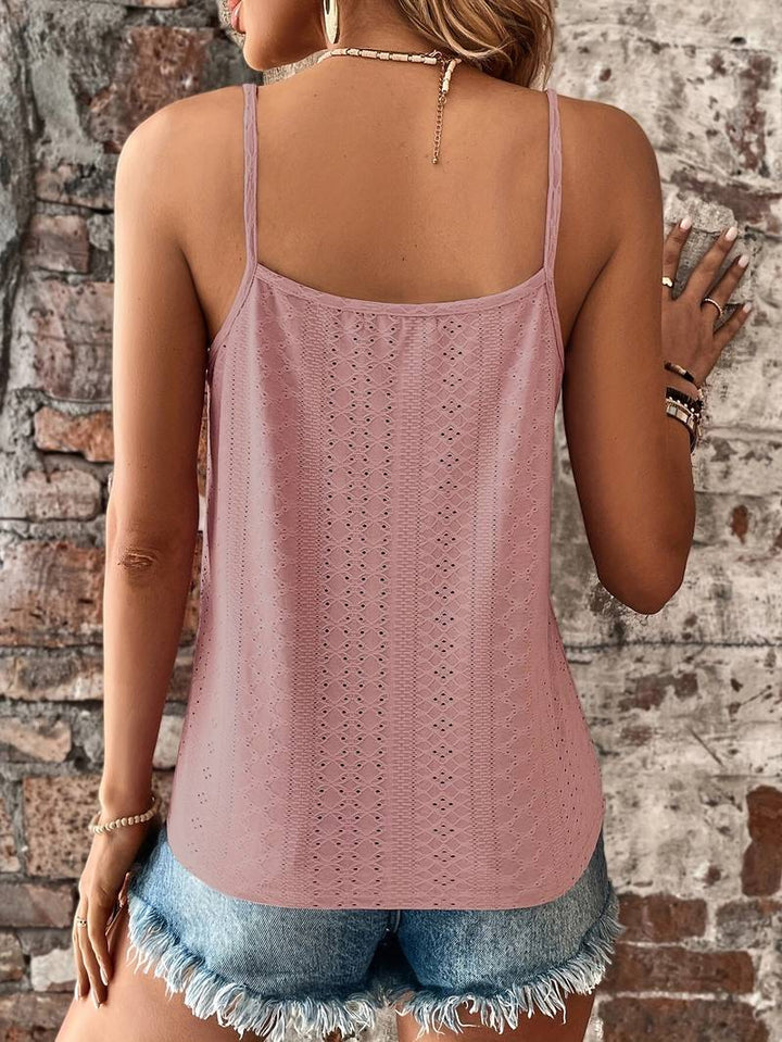 Women's Lace Trim Tank Top – Embroidered V-Neck Sleeveless Top
