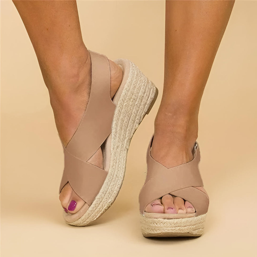 Women's Orthopedic Leather Espadrille Wedge – Adjustable Straps