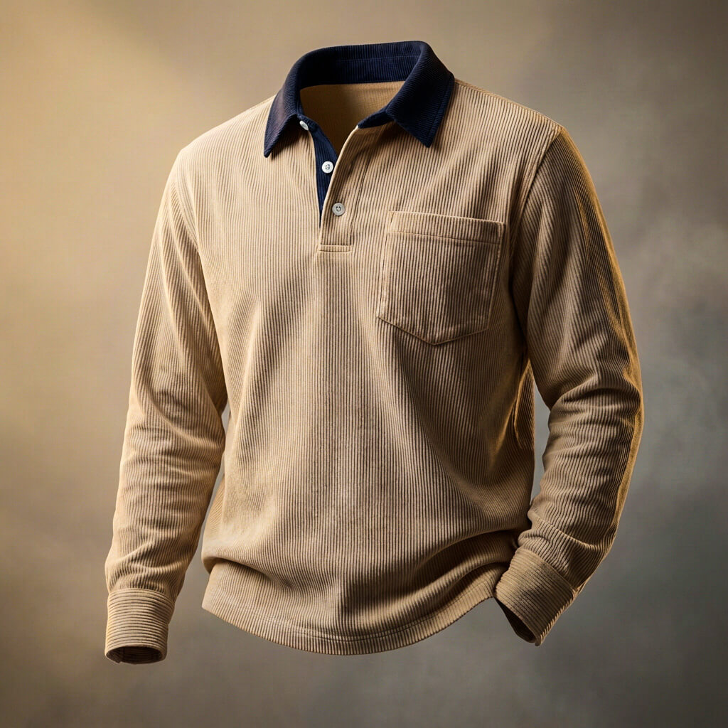 Men's Corduroy Polo Shirt – Peruvian Fine-Wale Three-Button
