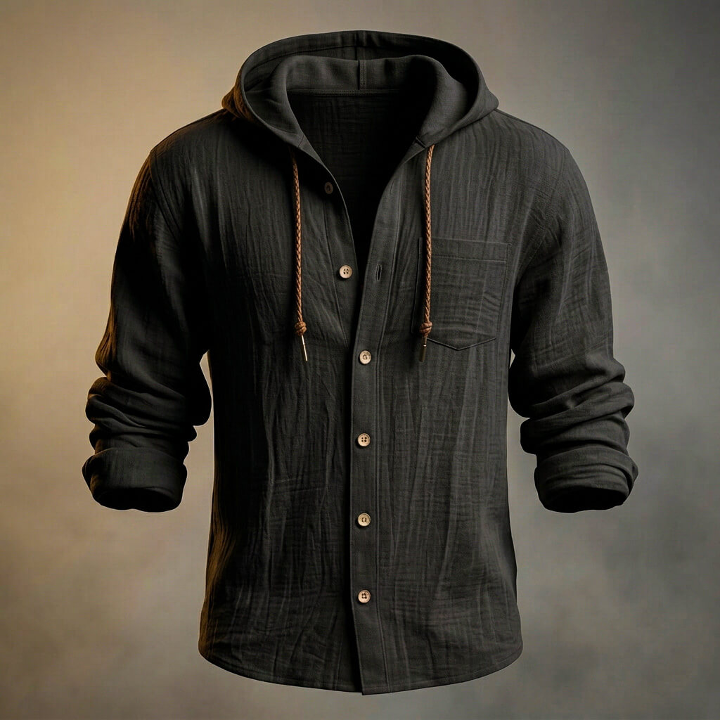 Men's Peruvian Cotton Linen Blend Hooded Jacket – Casual Zip