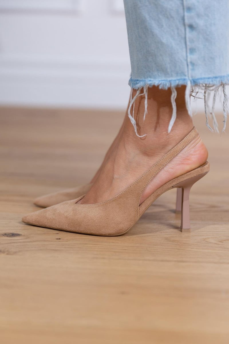 Women's Pointed Toe Slingback Heels – Mid Stiletto