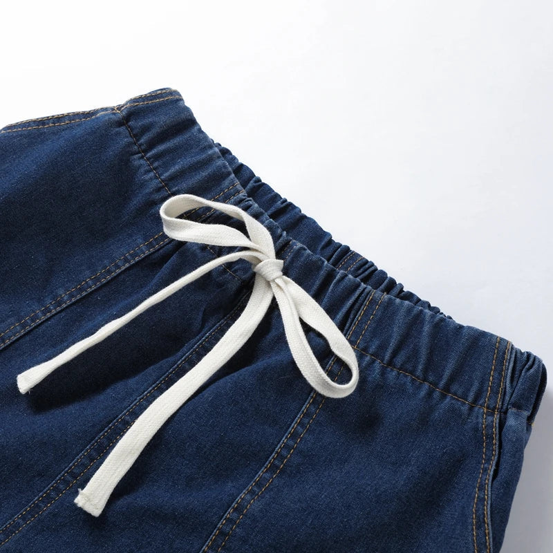 Women's Denim Two Piece Set – Short Sleeve Button Down & Shorts