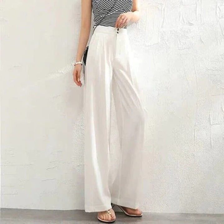 Wide Leg High Waist Chiffon Trousers | Flowy Straight-Cut Suit Pants