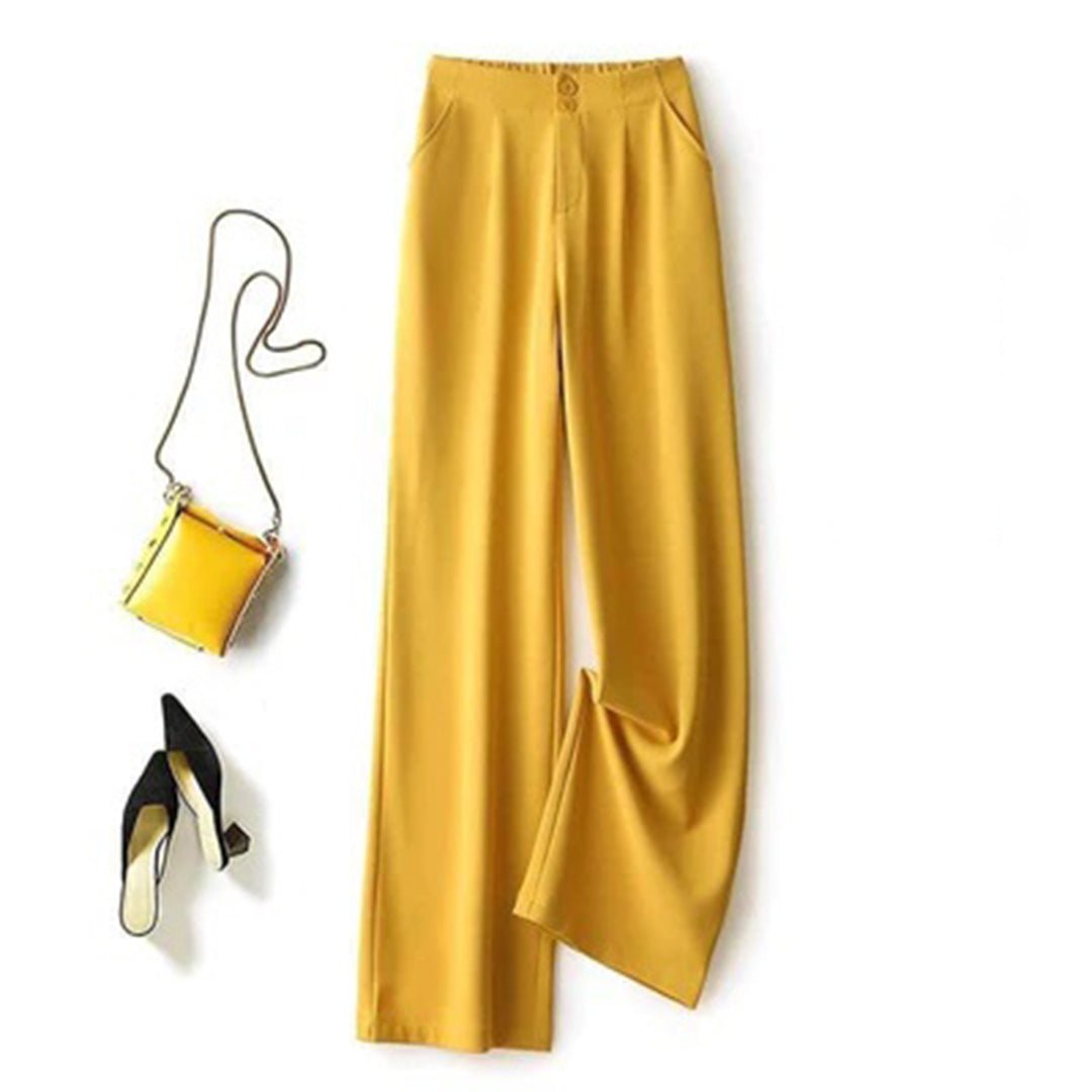 Wide Leg High Waist Chiffon Trousers | Flowy Straight-Cut Suit Pants